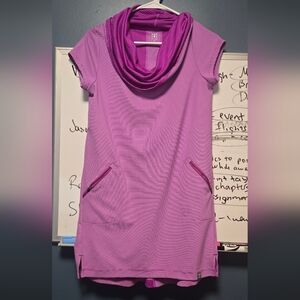 Purple Striped Dress with Pockets